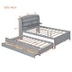 preview thumbnail 24 of 25, Full Size Wooden LED Platform Bed with Trundle & Storage Headboard with Drawers, White