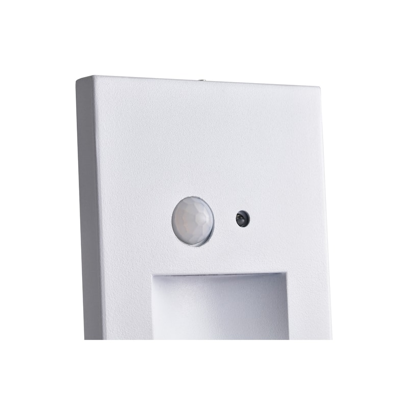 Hardwired White Motion Sensing Vertical LED Stair Light with Motion and Photocell Sensor