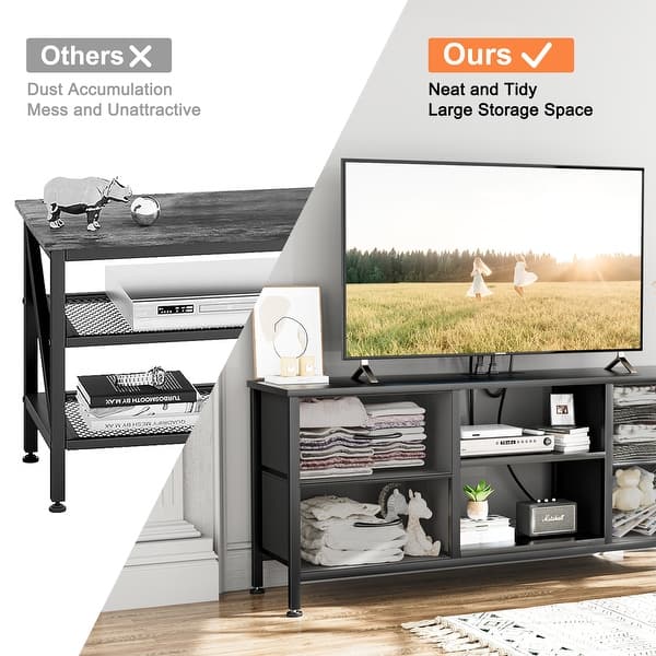 4 Drawer Dresser Fabric TV Stand Charging Station Chests of Drawers