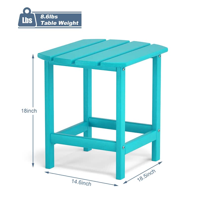 Adirondack Outdoor Side Table, Weather Resistant HDPE Plastic End Tables