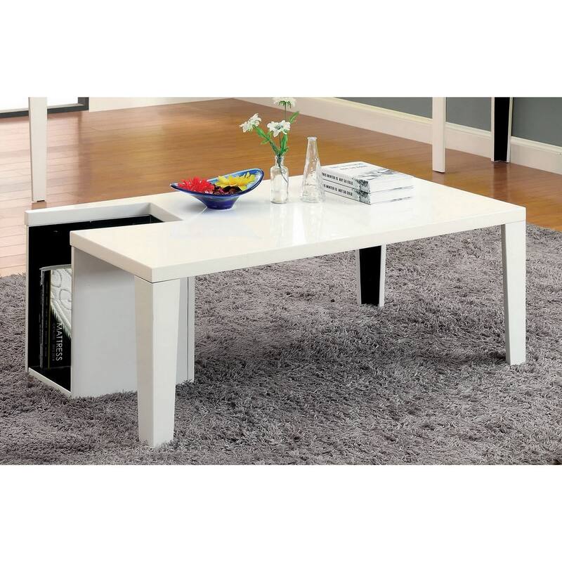 Furniture of America Lesk Modern 48-inch Wood Storage Coffee Table - White