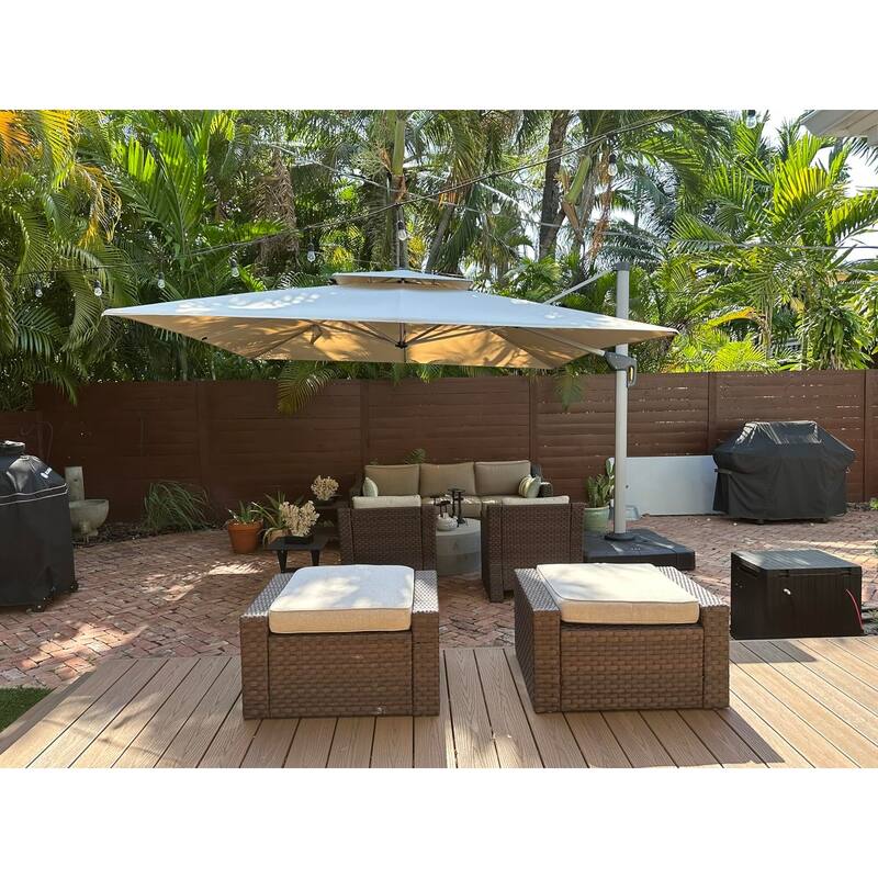 PURPLE LEAF 9 x 12ft Outdoor Rectangle Umbrella Large Cantilever Umbrella