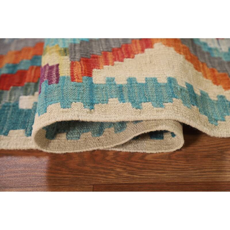 Multicolor Kilim Accent Oriental Area Rug Hand-Woven Wool Carpet - 3'4"x 4'10"