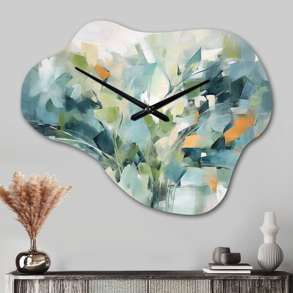 Designart - Blue Botanical Garden III - Abstract Botanicals Wall Clocks ...