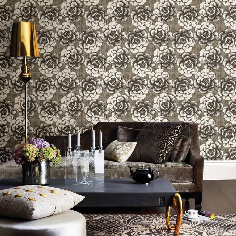 A-Street Prints Fanciful Brown Floral Wallpaper