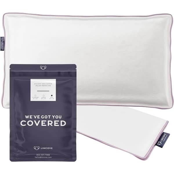 slide 2 of 6, Lincove 100% Cotton Sateen Pillow Protector Cover - 500 Thread Count Luxury Cotton King - Set of 2