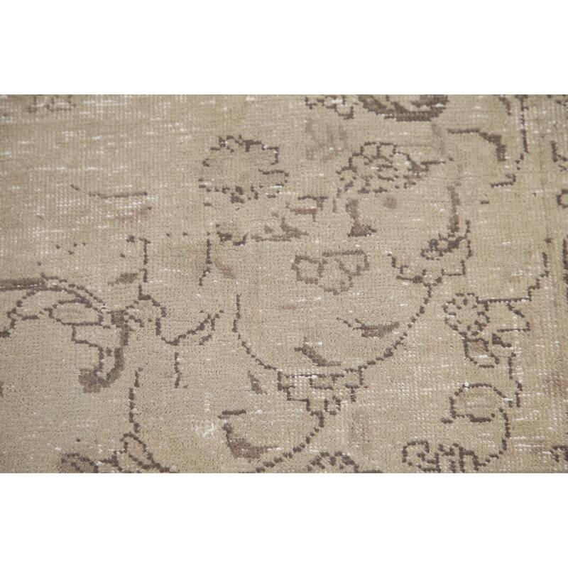 Hand Knotted Oriental 100% Wool Carpet Traditional Medallion Beige & Ivories Tabriz Area Rug - 9' 5'' X 6' 7''