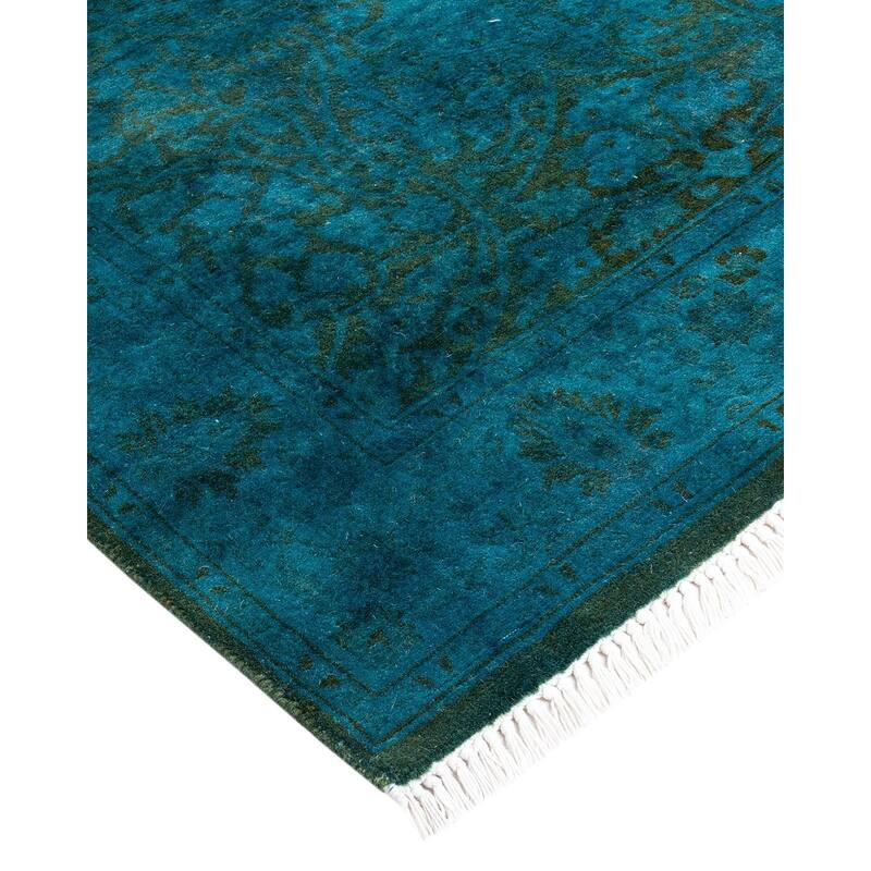 Fine Vibrance, One-of-a-Kind Hand-Knotted Runner Rug - Blue, 2' 8" x 4' 2" - 2' 8" x 4' 2"