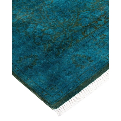 Fine Vibrance, One-of-a-Kind Hand-Knotted Runner Rug - Blue, 2' 8" x 4' 2" - 2' 8" x 4' 2"