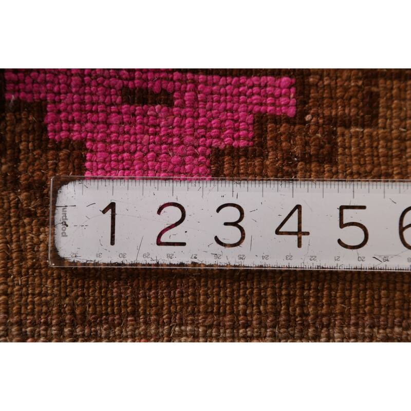 Hand Knotted Oriental 100% Wool Carpet Transitional Geometric Brown Anatolian Area Rug - 2' 7'' X 1' 10''
