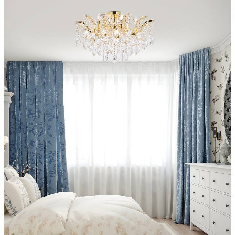 Fleur Illumination Flush Mount D:24in H:17.5in Lt:6 Gold Finish