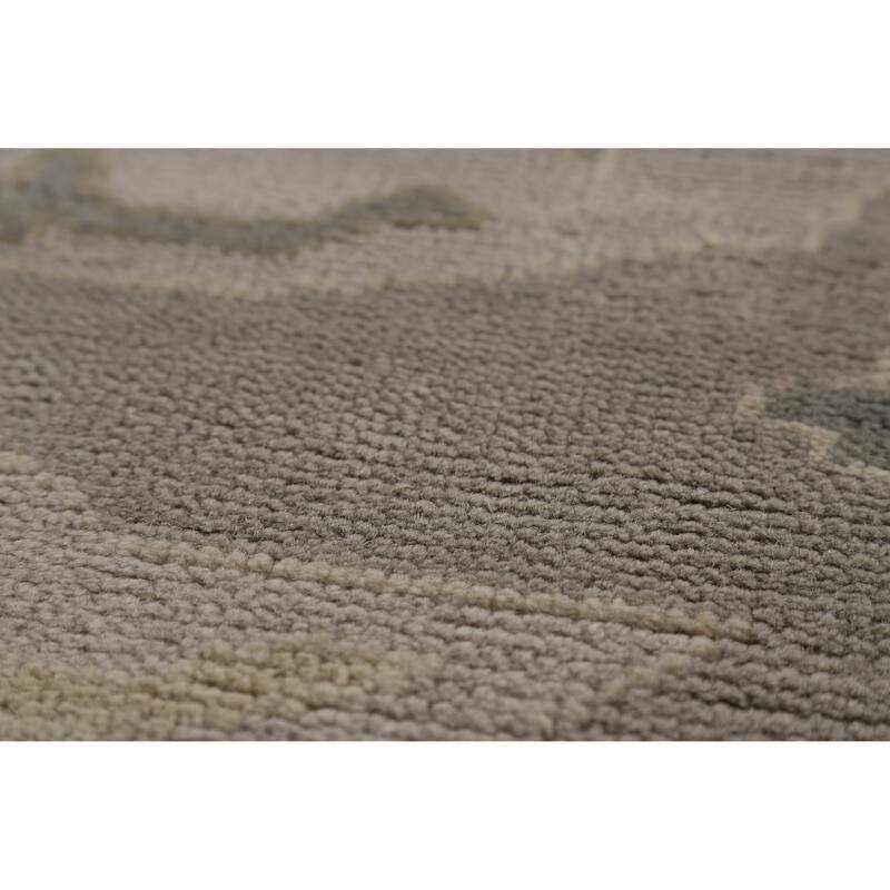 Transitional Gray Oushak Indian Area Rug Handmade Wool Carpet - 8'4" x 11'9"