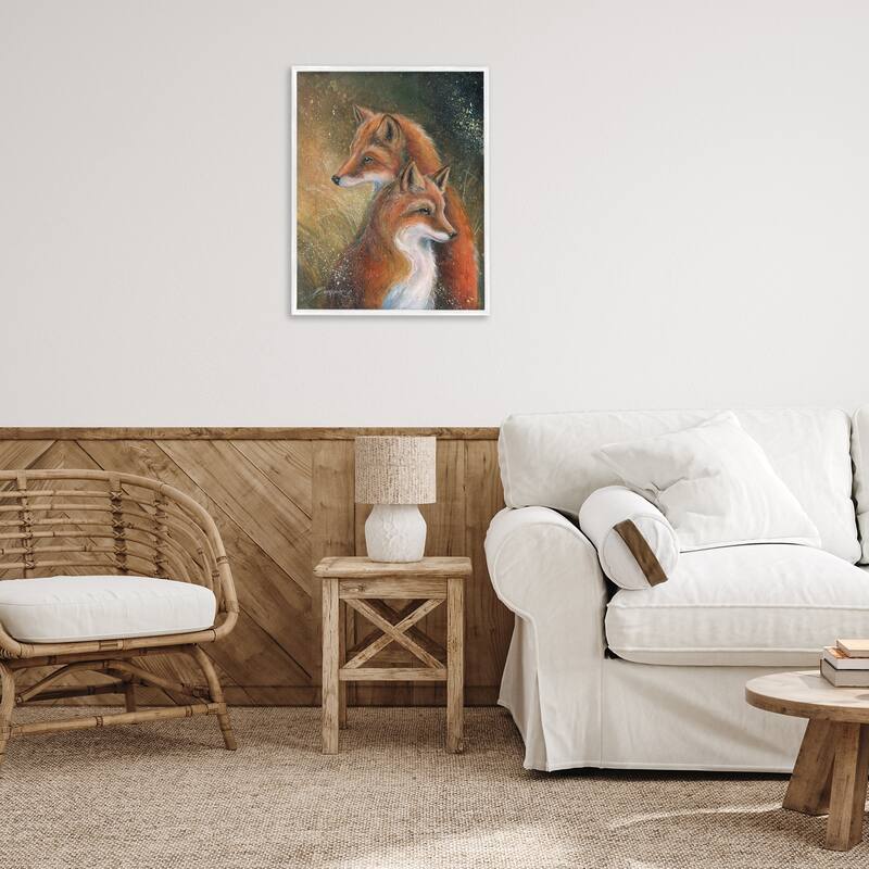 Stupell Fox Pair Portrait Framed Giclee Art Design By Jody Bergsma