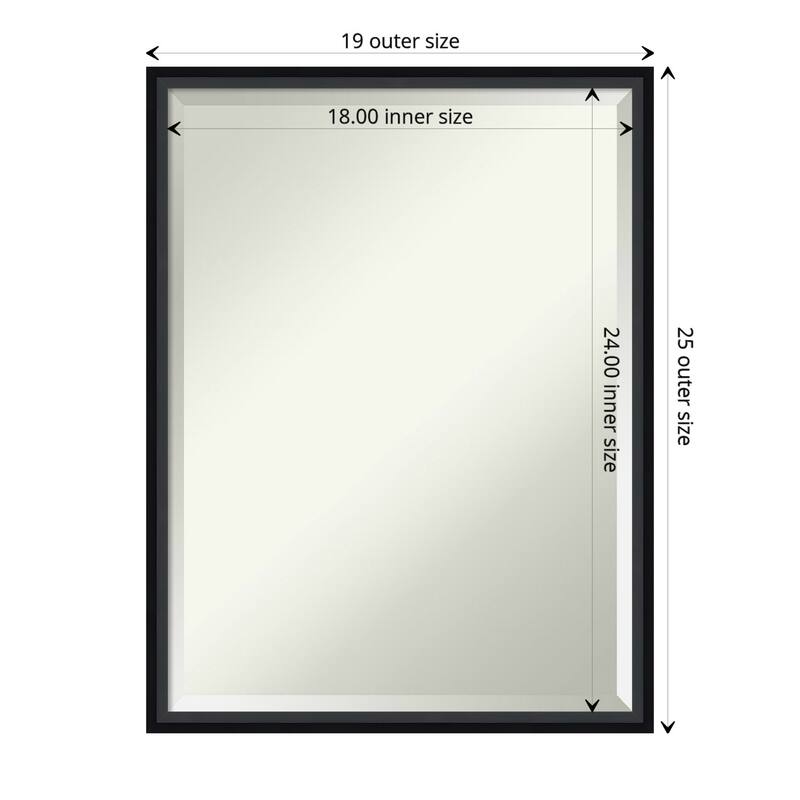 Beveled Wood Bathroom Wall Mirror - Lucie Frame - Outer Size: 19 x 25 in - Lucie Black