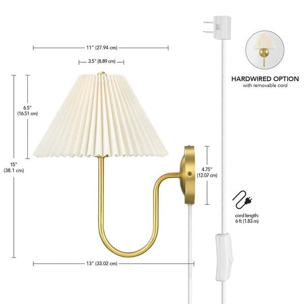 Novogratz X Globe 1-Light Wall Sconce – Plug-in Or Hardwire, Matte White, 6ft Clear Cord, Inline Rocker Switch For Bedroom & Living Room