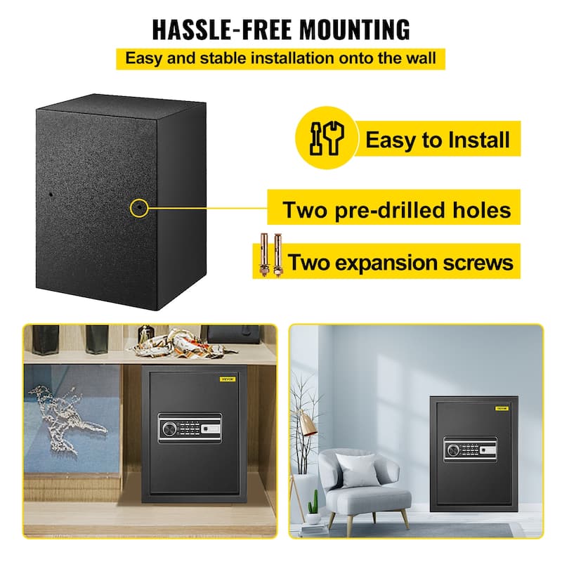 VEVOR Biometric Safe Box 2.1 Cu.Ft. Fingerprint Keyboard Security Home Office Hotel