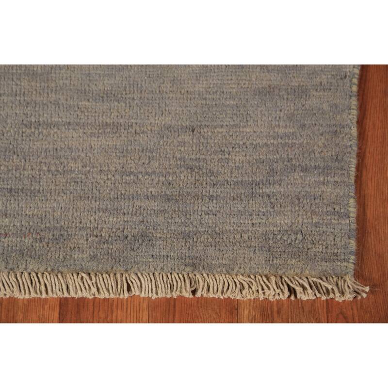 Beige & Gray Gabbeh Modern Rug Handmade Solid Wool Carpet - 2'9" x 4'1"