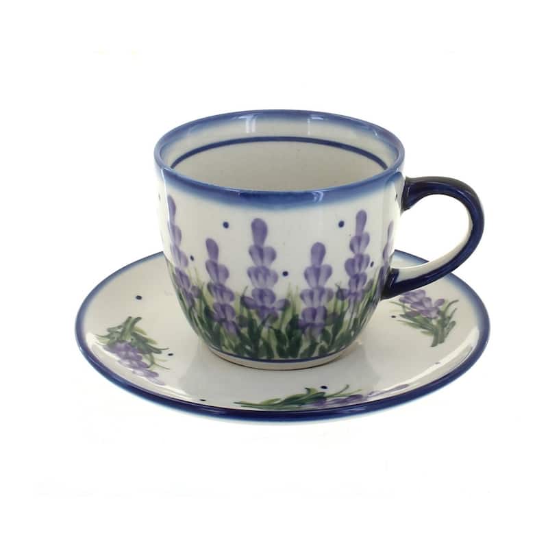 Blue Rose Polish Pottery 17G-17J WR Unikat Cup & Saucer