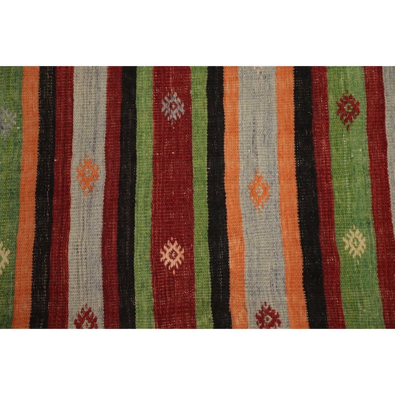 Hand Woven Oriental 100% Wool Carpet Southwestern Tribal Multi-Colored Kilim Area Rug - 10' 6'' X 6' 3''