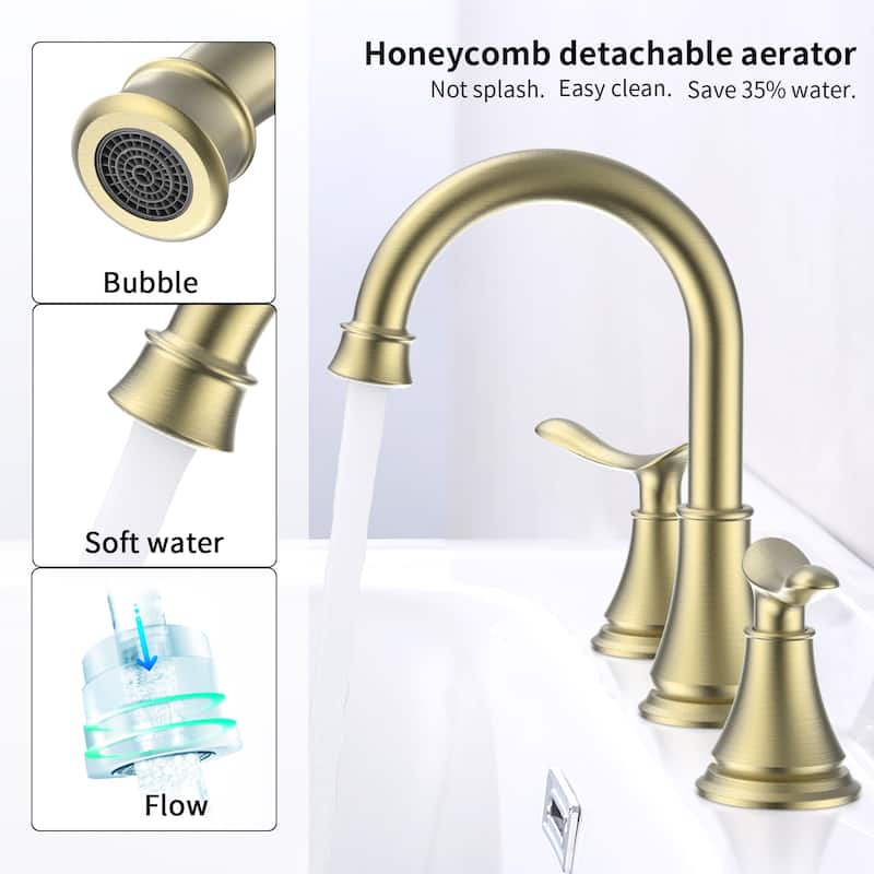 2-Handle Widespread Bathroom Sink Faucet ‎Oil-Rubbed Lavatory Faucet 3 Hole 360° Swivel Spout Vanity Sink Basin Faucets
