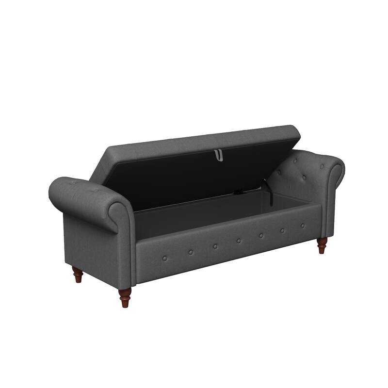 63" Fabric Bed Bench With Storage