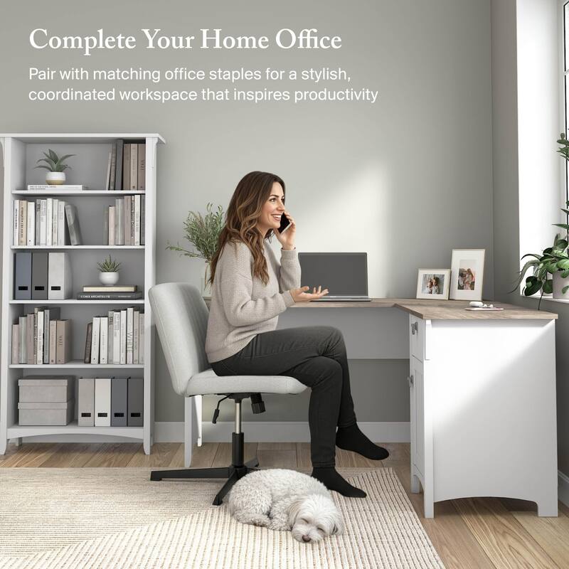 Bush Furniture Salinas 60W L Shaped Desk with Drawers and Storage