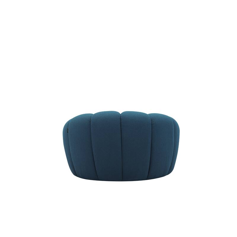 Reno Ola 48 Inch Accent Chair, Cushioned Hexagonal Tufted Seat, Teal Blue