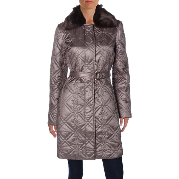 Shop Dress Barn Womens Quilted Coat Winter Faux Fur Overstock