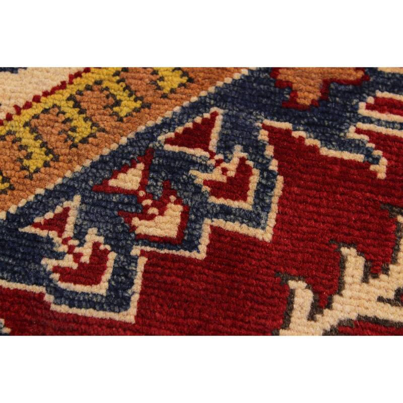 Rustic Kazak Randy Red/Natural Wool Runner - 2'8'' x 9'9''