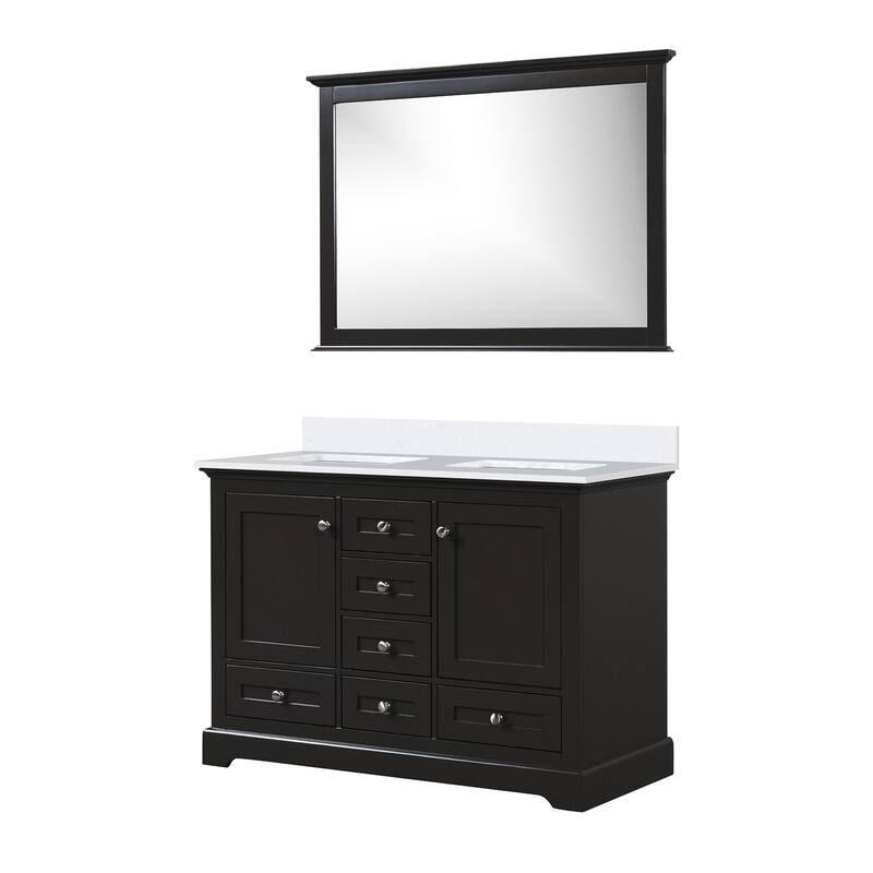 Dukes 48 in. W x 22 in. D Dark Grey Double Bath Vanity, White Quartz Top, and 46 in. Mirror