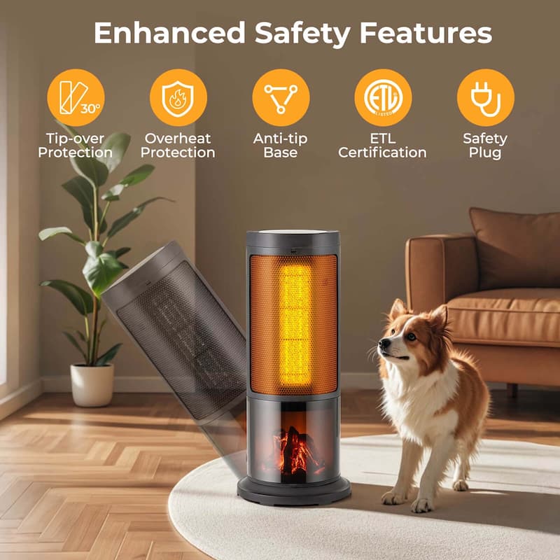 Costway 17-Inch Tower Space Heater for Indoor Use 1500W PTC Fireplace - See Details