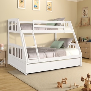 Nestfair Solid Wood Twin Over Full Bunk Bed with Two Storage Drawers ...