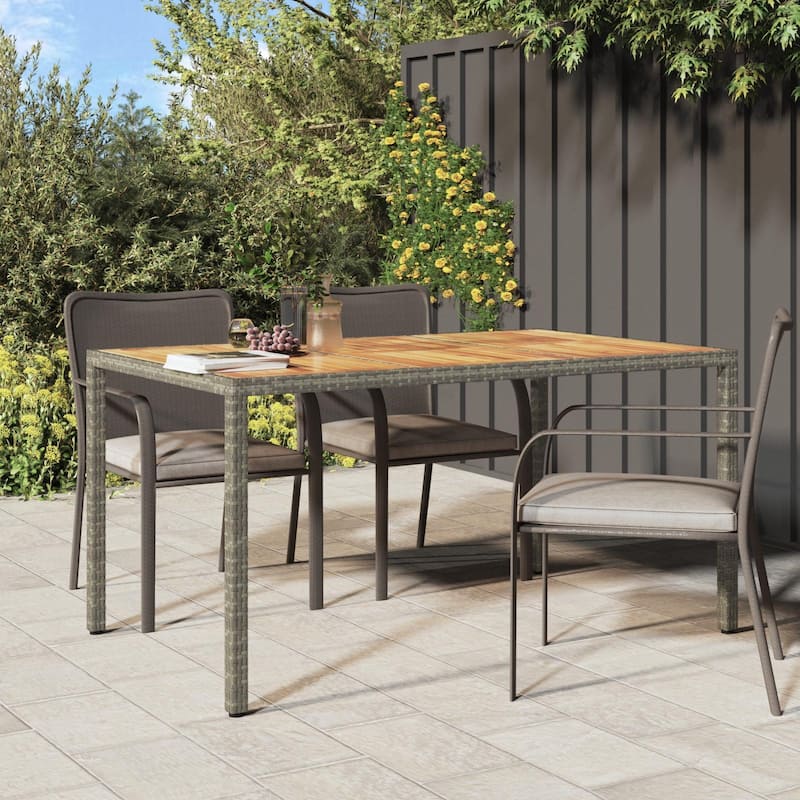 vidaXL Solid Wood Acacia Patio Table Desk Furniture Black/Gray Multi Sizes - Grey and Natural 59.1 x 35.4 x 29.5 in