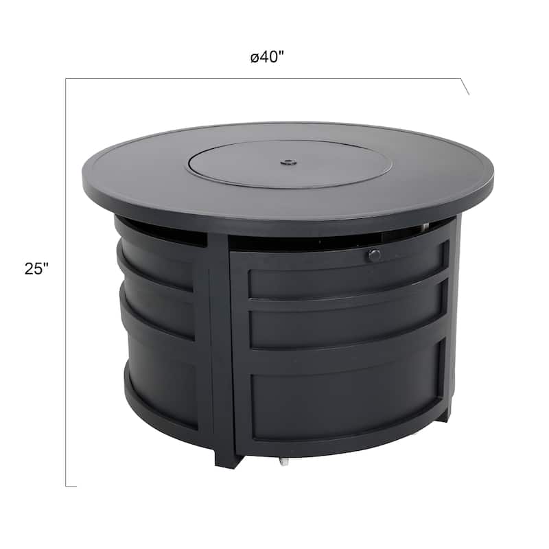 Outdoor 40 Inch Fire Pit Table, 50,000 BTU Propane Fire Pit with Lid