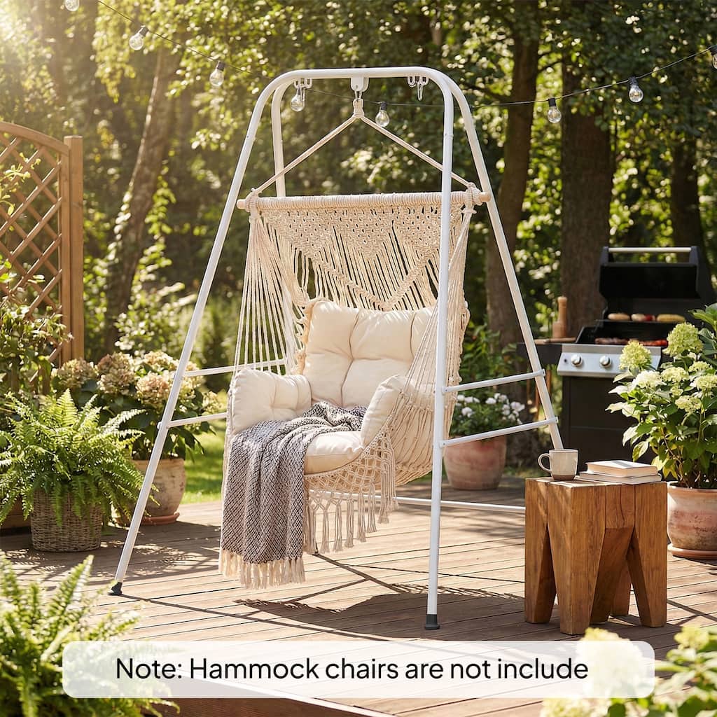 Outsunny Hammock Chair Stand, Free Standing Heavy Duty Hanging Swing Chair with Anti-Slip Foot Pads, 2 Carabiners