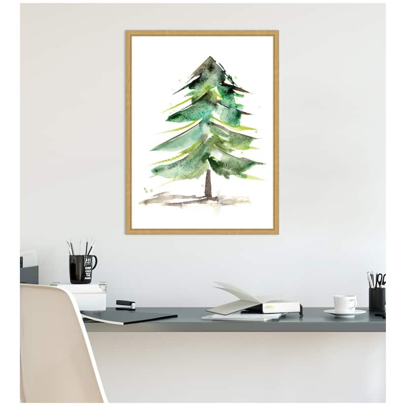 Kate and Laurel Sylvie Winter Spruce Framed Canvas by Xizhou Xie