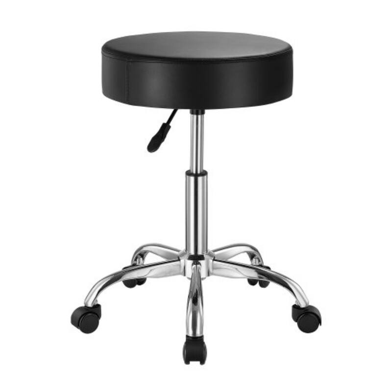 Adjustable Faux Leather Counter Stool with Wheels, 450 lbs Capacity - 21.3 x 21.3 x (21.7-28.0) in