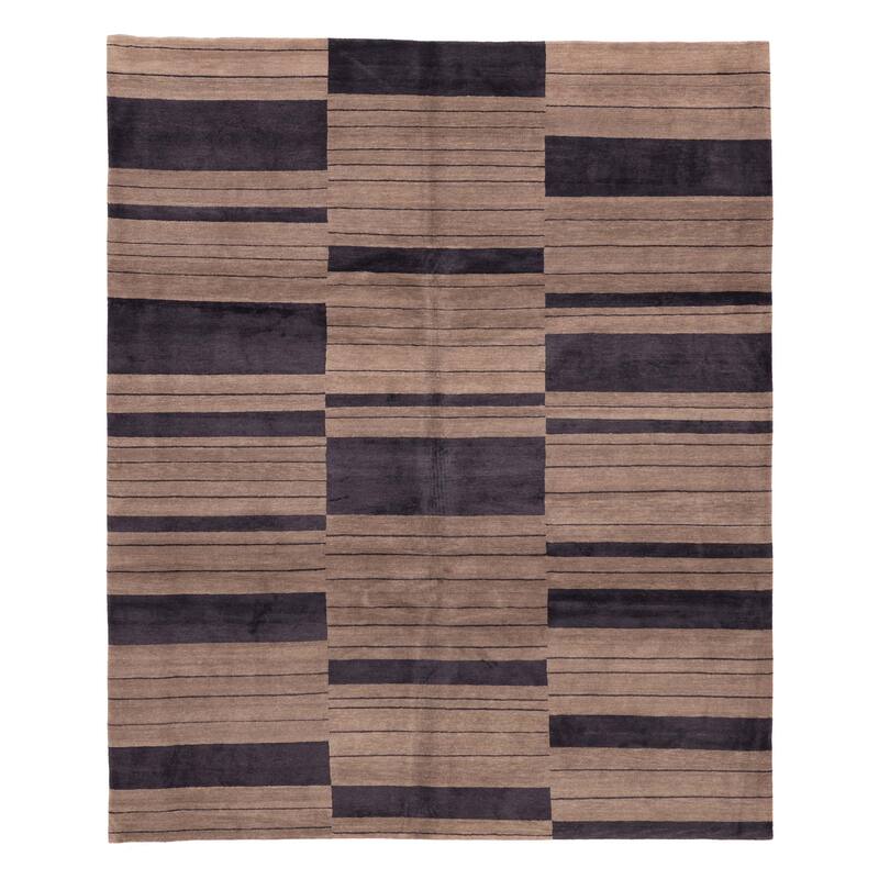 ECARPETGALLERY Hand-knotted Opulence Taupe Wool Rug - 8'0 x 9'6