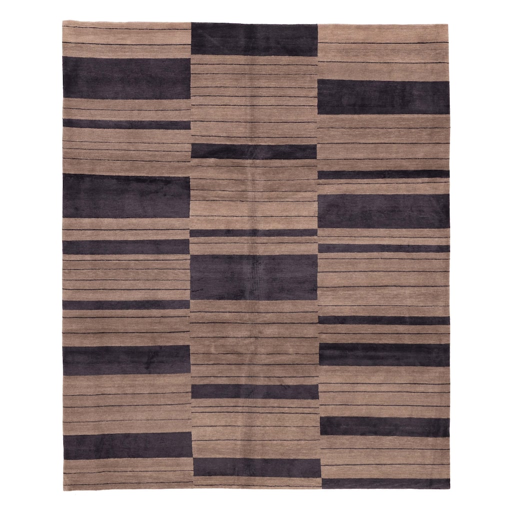 ECARPETGALLERY Hand-knotted Opulence Taupe Wool Rug - 8'0 x 9'6