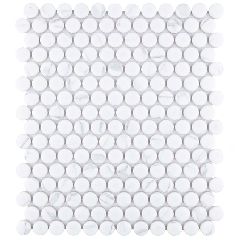Merola Tile Carrione Penny Matte Carrara 9-3/4" x 11-1/2" Porcelain Floor and Wall Tile
