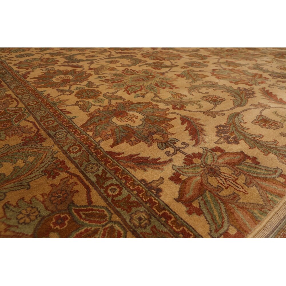 Overstockhand Knotted Beige Aqua Persian Oriental Area Rug Wool Traditional Oriental Area Rug 8x10 8 X 10 8 X 10 Beige 8 X 10 Dailymail