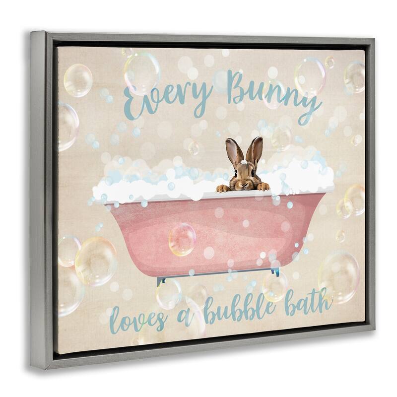 Stupell Every Bunny Loves Baths Framed Floater Canvas Wall Art Design By Susan Arnot