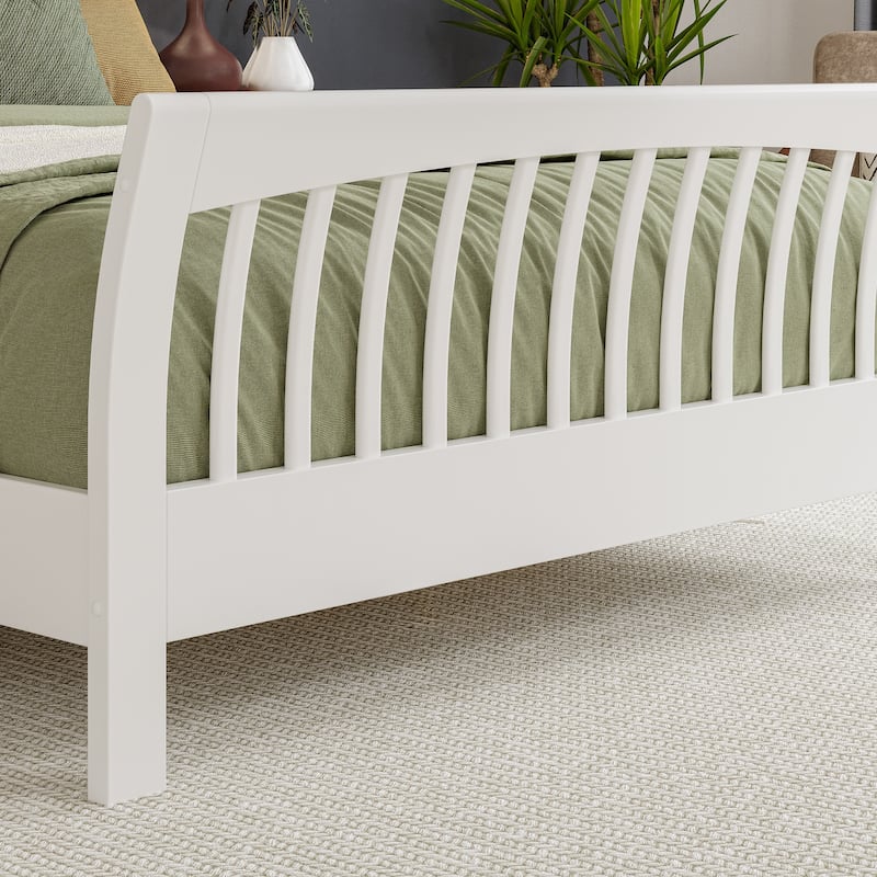Orleans King Solid Wood Low Profile Platform Bed with Matching Footboard in White