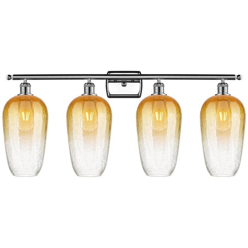 Innovations Lighting Endless Possibilities Ballston - Brookhaven Flute - 4 Light 37" Bath Vanity Light - Polished Chrome/Amber