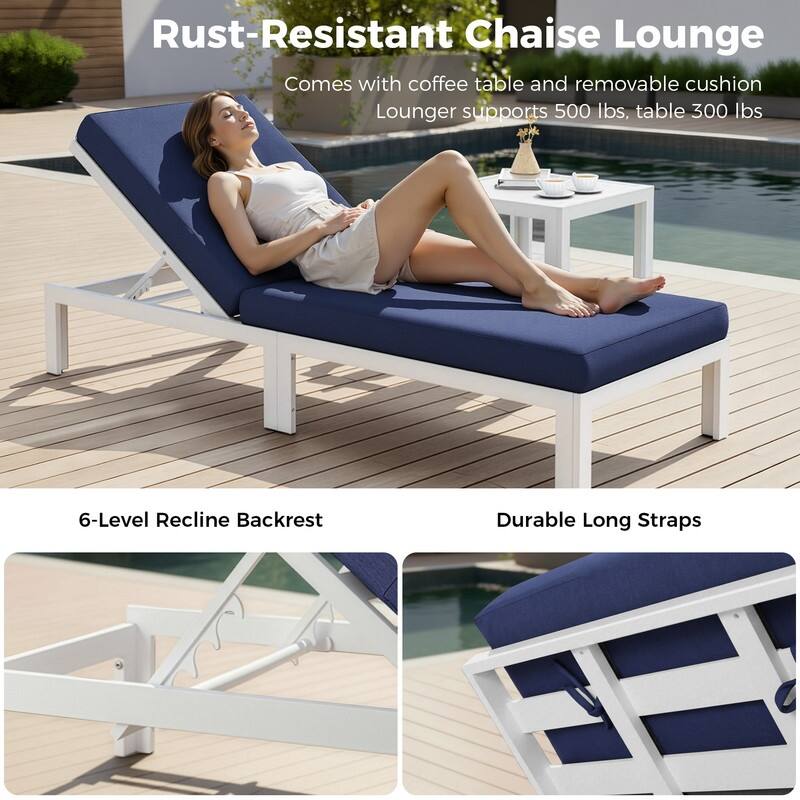 11-Piece Luxury Aluminum Outdoor Furniture Set with Chaise Lounge & Fire Pit Table, 29" Deep Seating Aluminum Patio Sectional