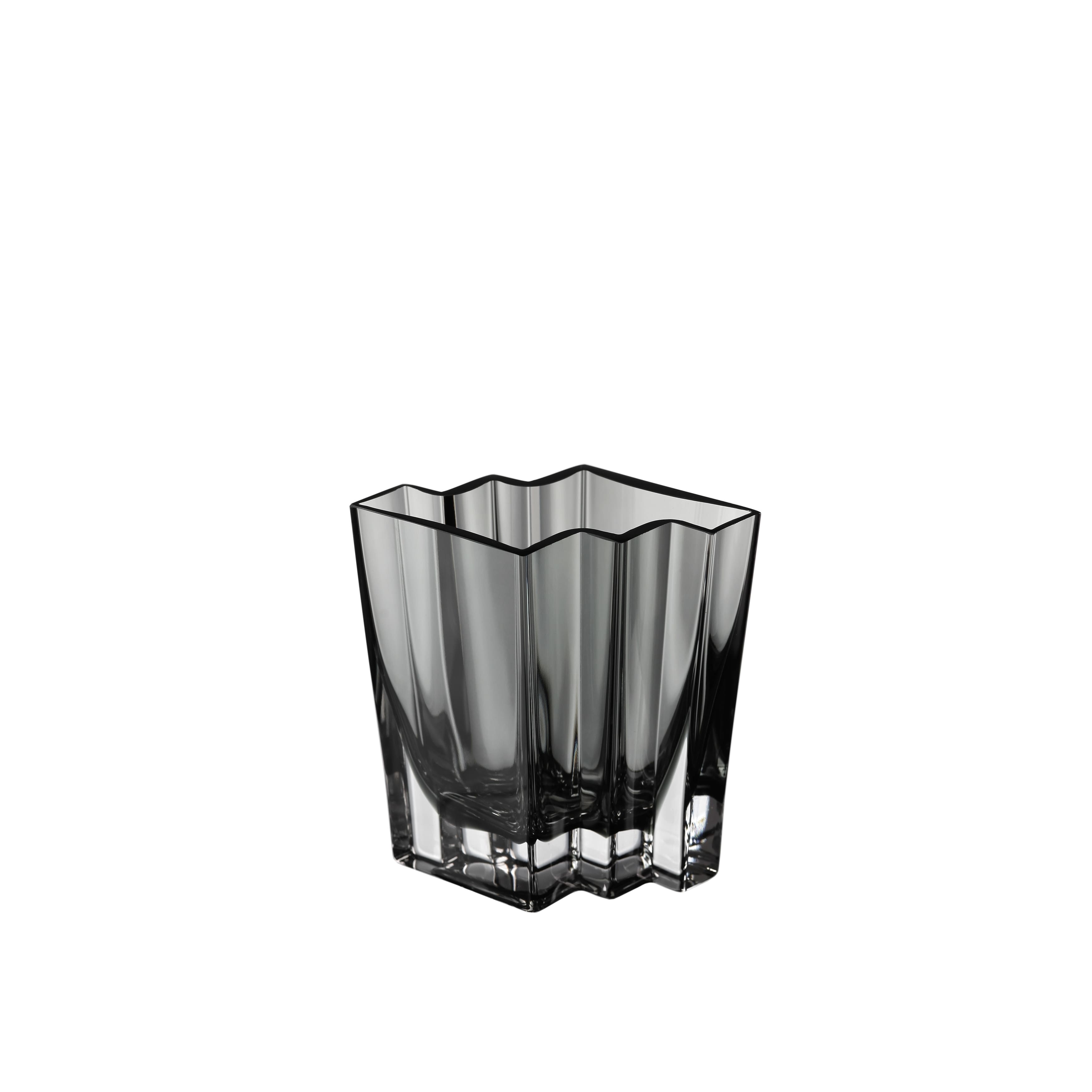 Majestic Gifts Inc. Chevron Vase, Transparent Gray -9" Height-