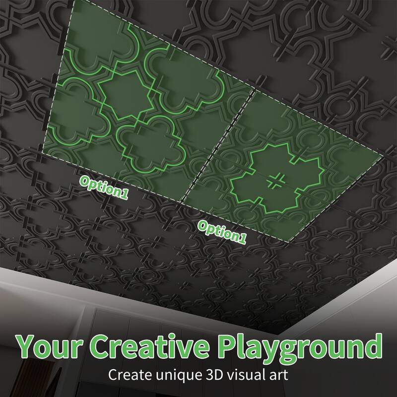 Art3d 3D PVC Ceiling Tiles, 3D Wall Panels, 2x2 ft. (pack of 12)