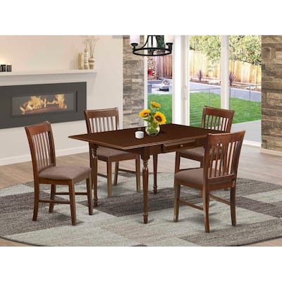 5-Piece Mahogany Finish Solid Wood Top - Dining Room Set - (Seats-4)