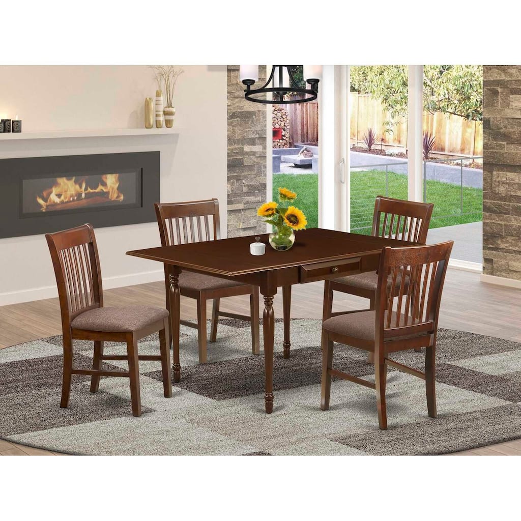 5-Piece Mahogany Finish Solid Wood Top - Dining Room Set - (Seats-4)