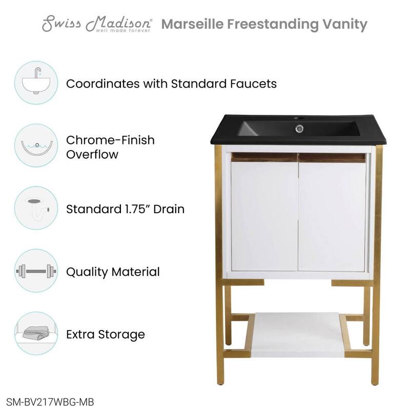 Swiss Madison SM-BV217 Marseille 24" Free Standing Single Basin Vanity
